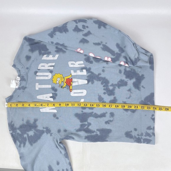 Mad Engine Women's Size XS Lisa Simpson NATURE LOVER Blue Tie Dye Sweatshirt - Picture 10 of 14